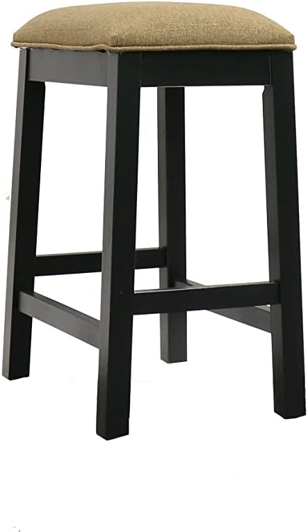 Backless Counter Stool Set of 2, Counter Height Stools 24 Inch Upholstered Bar Stools for Kitchen Counter (Black)