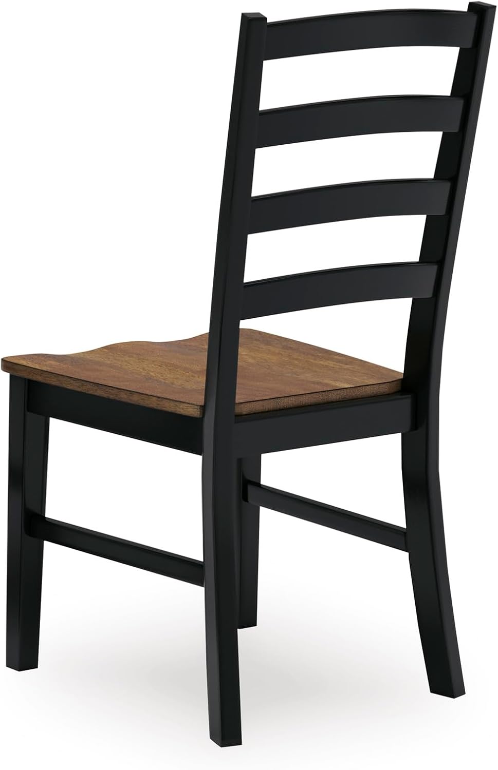 Set of 2 Modern Farmhouse Dining Side Chairs, Two-Tone Wood Seat & Black Frame, Ladderback Design, Solid Wood Construction, Contoured Seat for Kitchen Dining Room