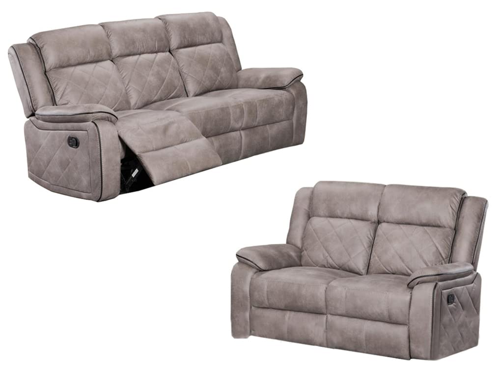 Living Room Furniture, Microfiber Reclining Sofa for Living Room, Guest Room in Taupe Grey