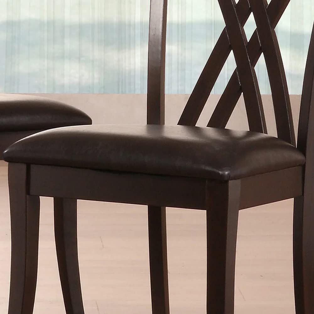 Dining Room Chair Set of 2 with Upholstered PU Seat and Wood Frame in Cherry/Brown