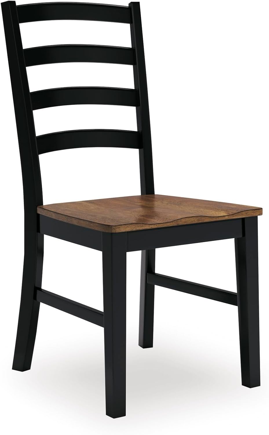 Set of 2 Modern Farmhouse Dining Side Chairs, Two-Tone Wood Seat & Black Frame, Ladderback Design, Solid Wood Construction, Contoured Seat for Kitchen Dining Room