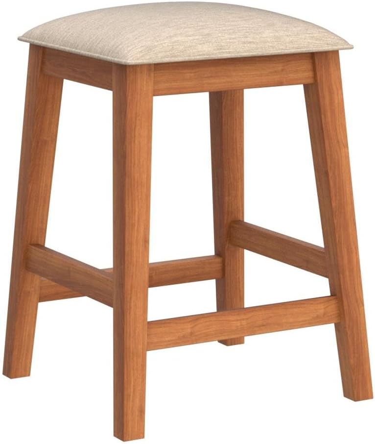 Backless Counter Stool Set of 2, Counter Height Stools 24 Inch Upholstered Bar Stools for Kitchen Counter (Brown)