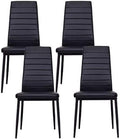 Dining Chairs Set of 4, Metal Legs PU Leather High Back Dining Chair, Padded Upholstered Seat Kitchen Contemporary Chair Metal Chairs (Set of 4) (Black PU Leather Metal Legs)