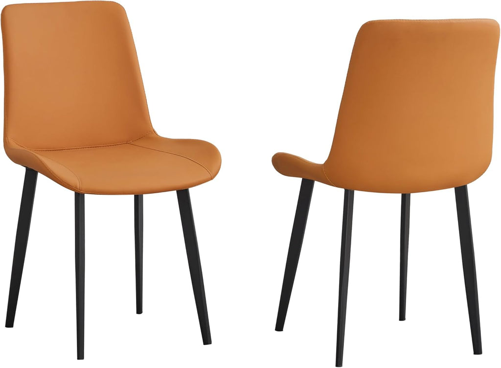 Dining Chairs Set of 4, Mid-Century Modern Dining Room Chairs with Premium Faux Leather (Set of 4, OrangeBlack)