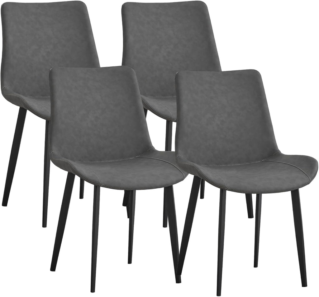 Dining Chairs Set of 4, Mid-Century Modern Dining Room Chairs with Premium Faux Leather (Set of 4, Grey)
