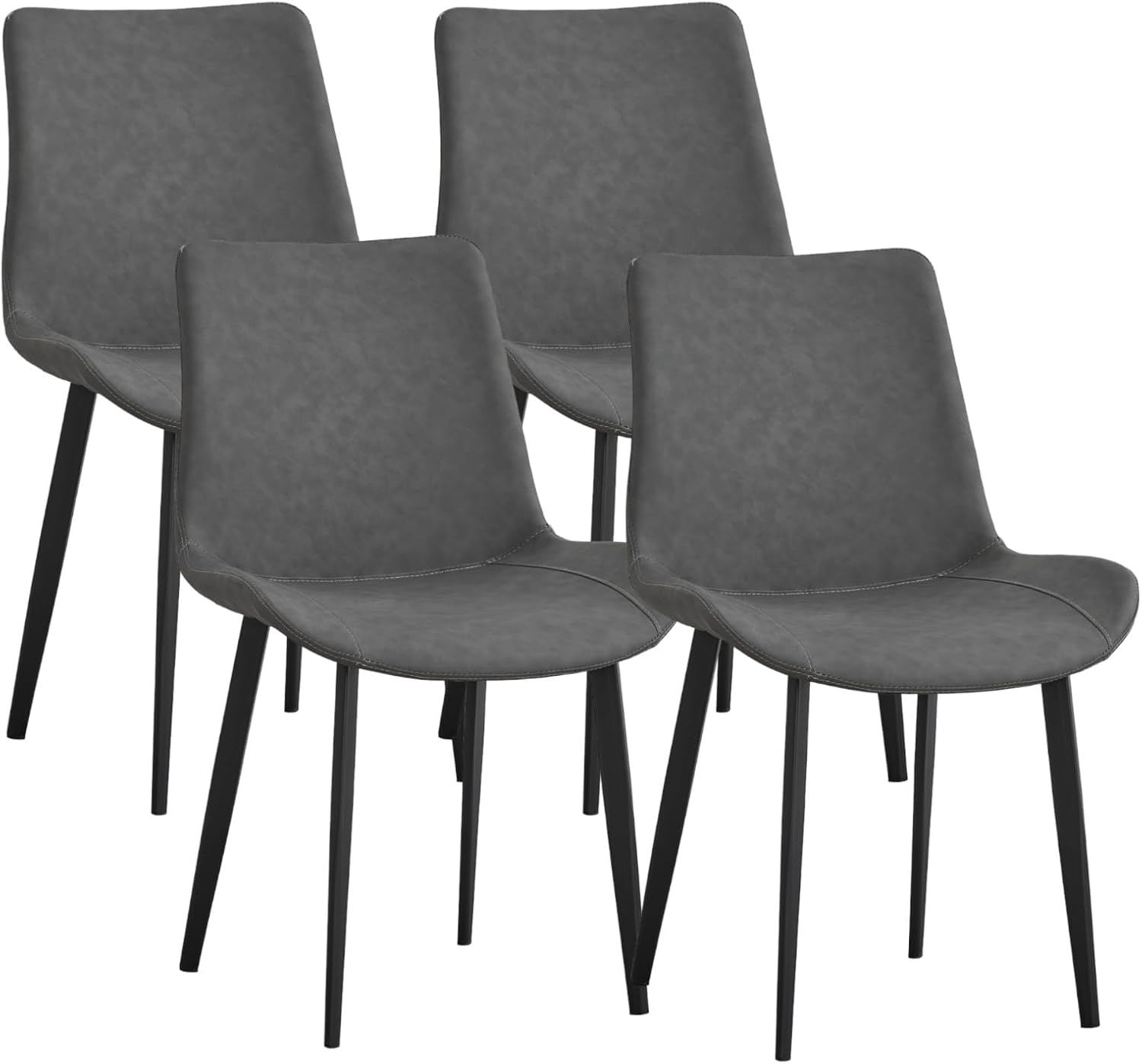 Dining Chairs Set of 4, Mid-Century Modern Dining Room Chairs with Premium Faux Leather (Set of 4, Grey)