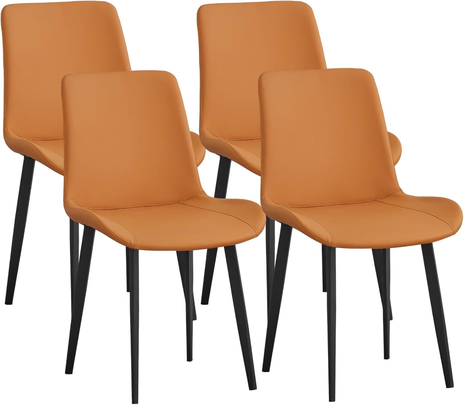Dining Chairs Set of 4, Mid-Century Modern Dining Room Chairs with Premium Faux Leather (Set of 4, OrangeBlack)
