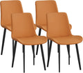 Dining Chairs Set of 4, Mid-Century Modern Dining Room Chairs with Premium Faux Leather (Set of 4, OrangeBlack)