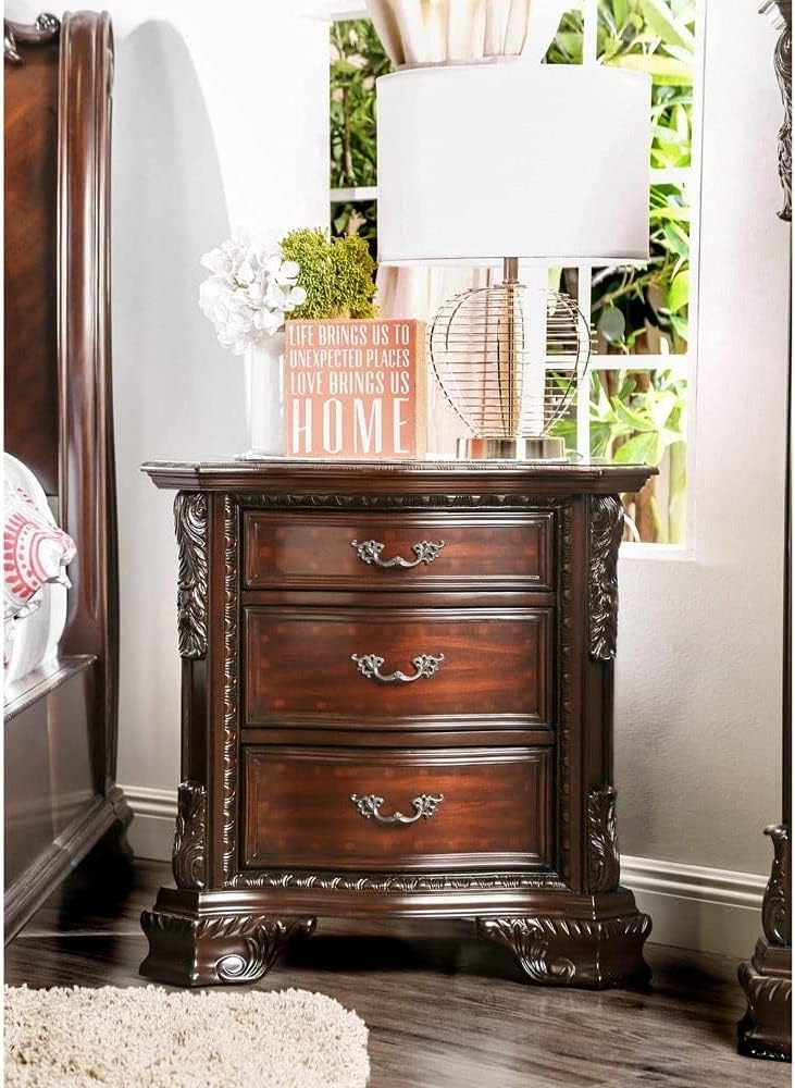 Traditional Style Antique Cherry Finish Solid Wood Nightstand (Nightstand)
