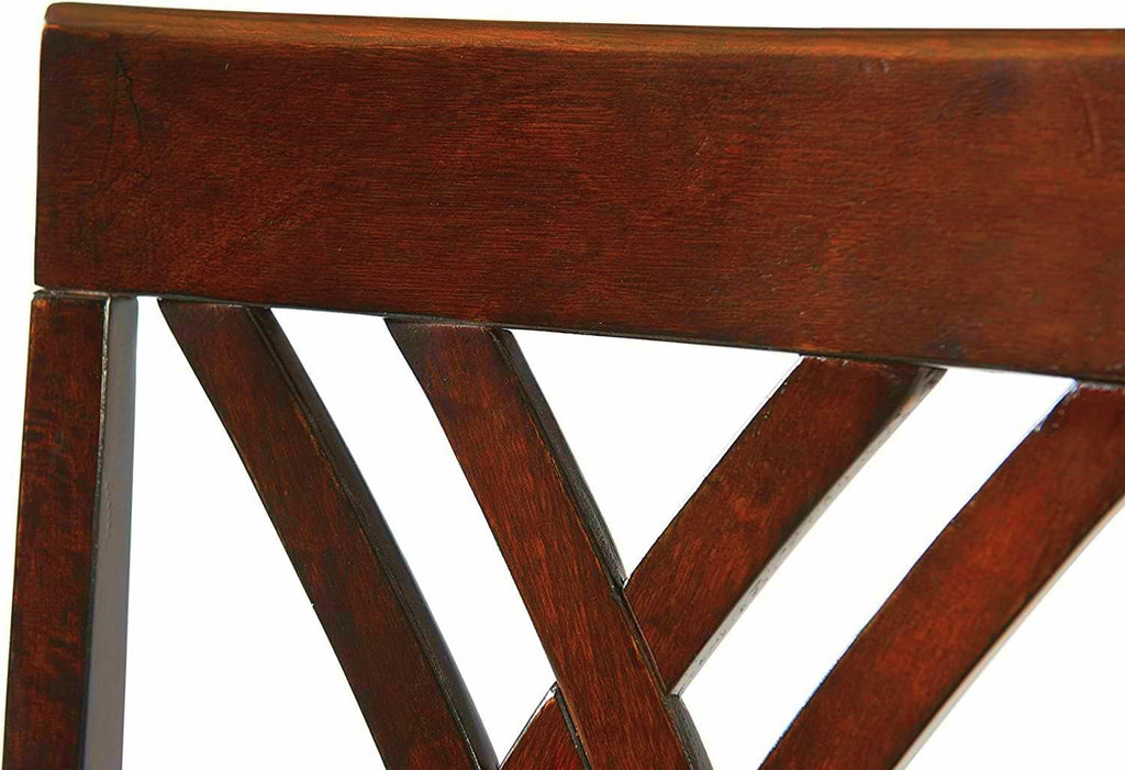 Dining Room Chair Set of 2 with Upholstered PU Seat and Wood Frame in Cherry/Brown