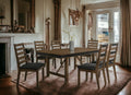 7-Piece Dining Table Set, Dining Set for 6 with Nail Head Trim Edge in Brown/Grey Finish