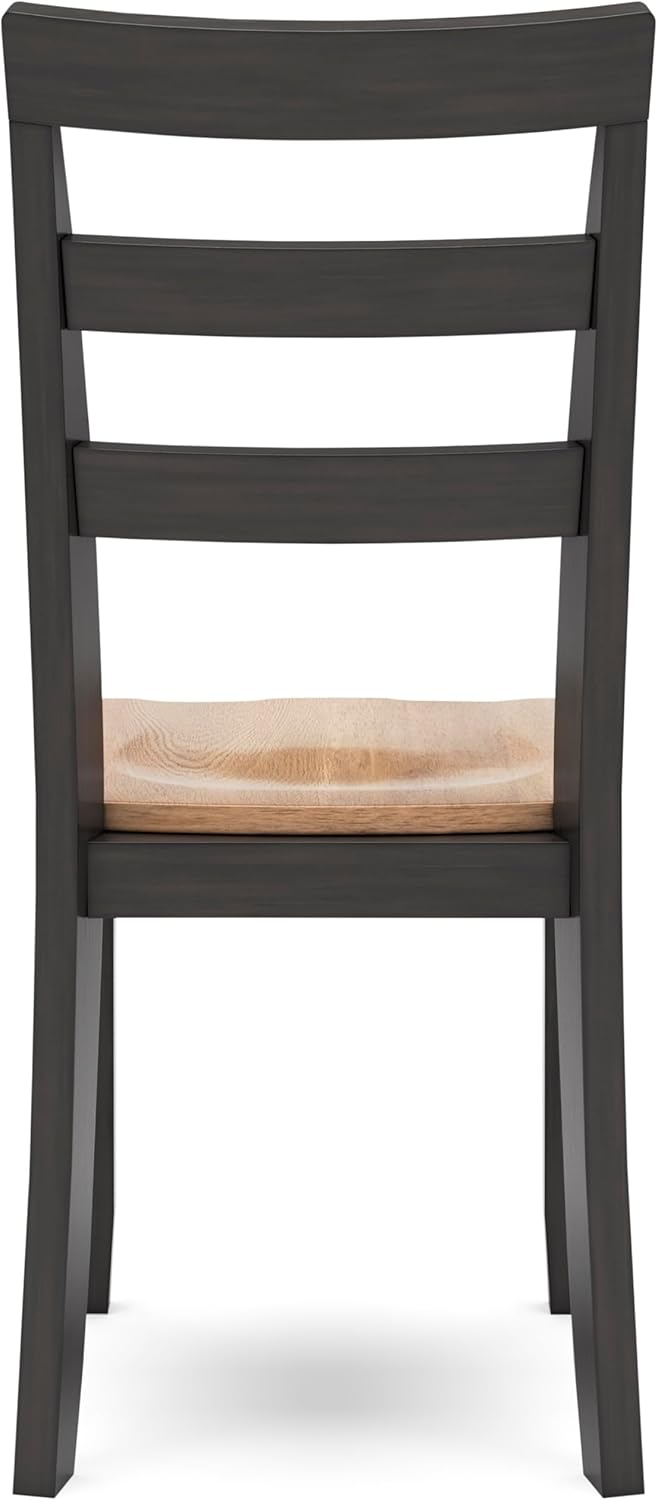 Set of 2 Dining Chairs with Solid Mango Wood Frame and Contoured Wood Veneer Seat, Two Tone (Natural/Brown)