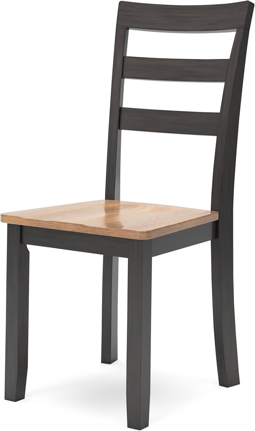 Set of 2 Dining Chairs with Solid Mango Wood Frame and Contoured Wood Veneer Seat, Two Tone (Natural/Brown)