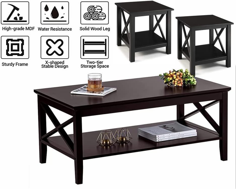 Lift Top Coffee Table and End Table Set, End Tables Living Room Set of 2 with Coffee Table (Olive Grey)