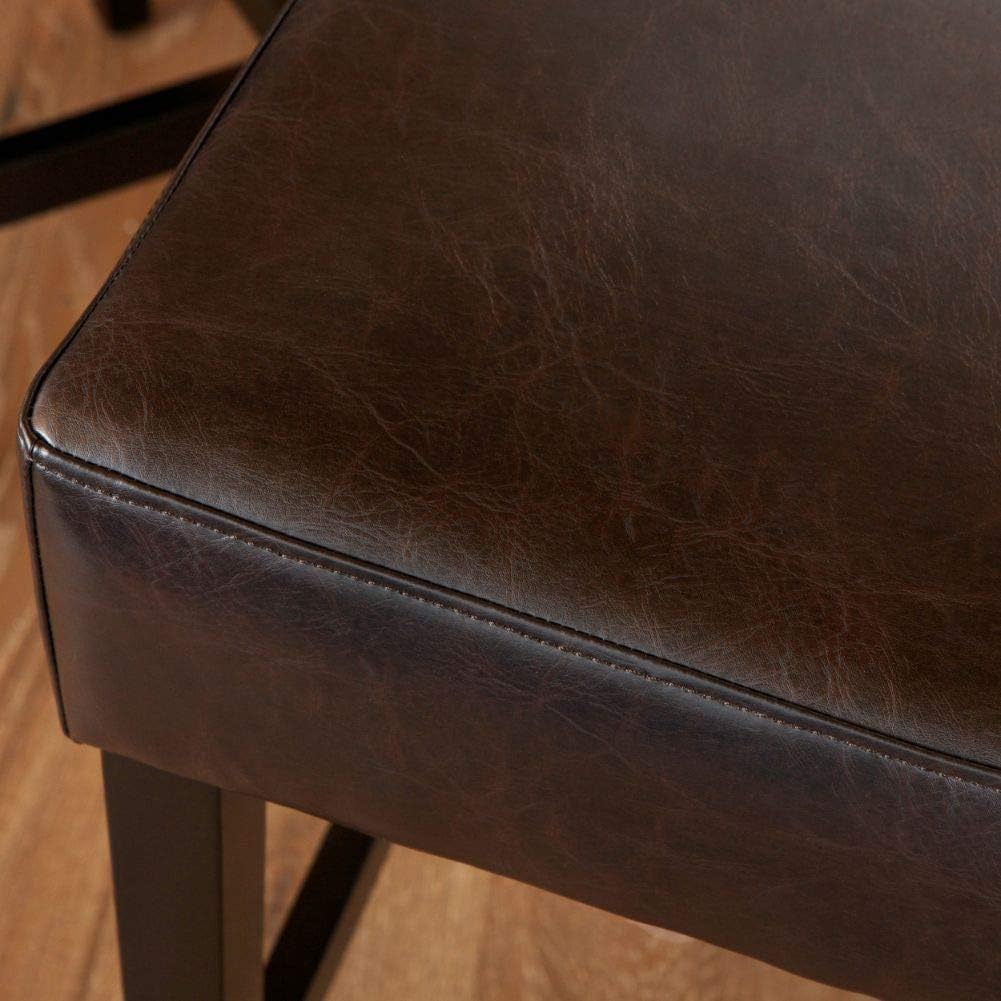 24" Black Bar Stools, Counter Height Stools Set of 2, Faux Leather Kitchen Bar Stools for Island, Backless Bar Stools for Kitchen Counter, Saddle Barstool