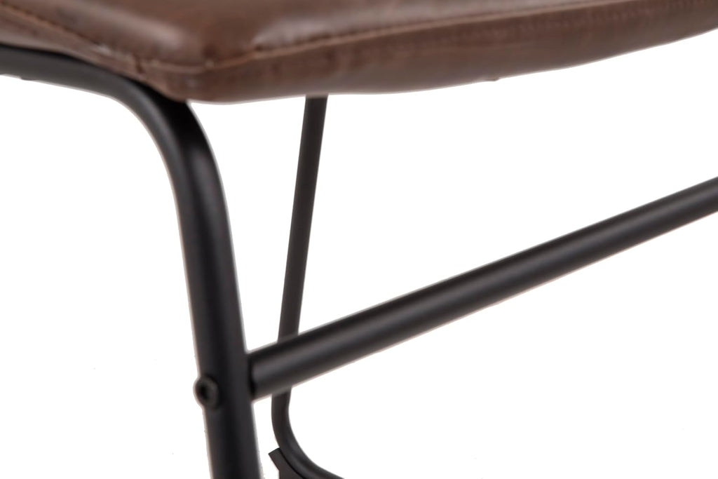 Set of 2 Mid Century Modern Dining Chair Set, Faux Leather Upholstered Bucket Seat with Black Metal Frame, Ergonomic Kitchen & Dining Room Chairs, Brown