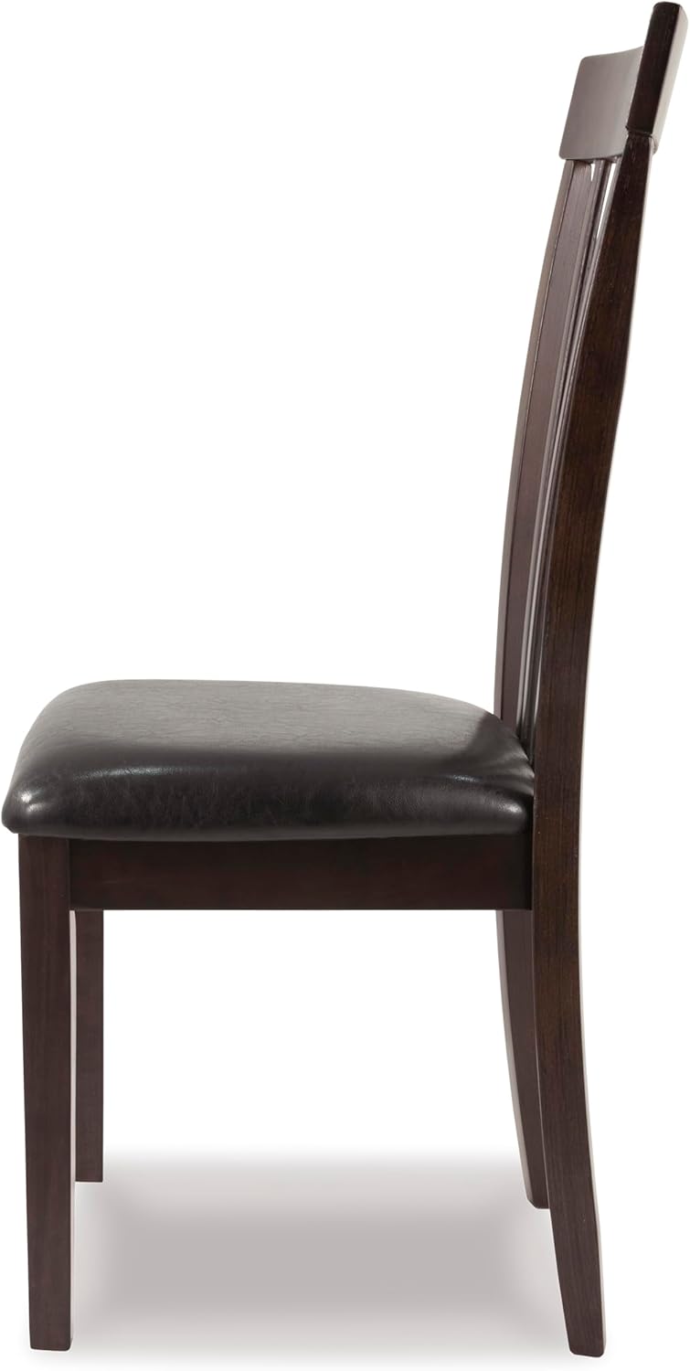 Set of 2 Contemporary Upholstered Dining Chairs, Dark Brown Wood Frame with Gray Undertones, Cushioned Seat, Modern Rake Back Side Chairs for Dining Room & Kitchen