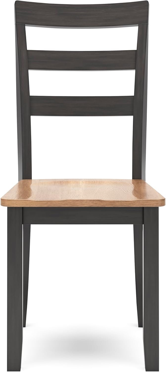 Set of 2 Dining Chairs with Solid Mango Wood Frame and Contoured Wood Veneer Seat, Two Tone (Natural/Brown)