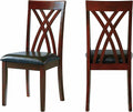 Dining Room Chair Set of 2 with Upholstered PU Seat and Wood Frame in Cherry/Brown