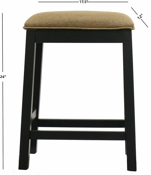 Backless Counter Stool Set of 2, Counter Height Stools 24 Inch Upholstered Bar Stools for Kitchen Counter (Black)