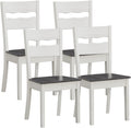Wood Farmhouse Dining Chairs, Set of 4 Dining Room Chairs with Solid Rubber Wood Legs, Two Tone White/Grey (White/Grey, Set of 4)