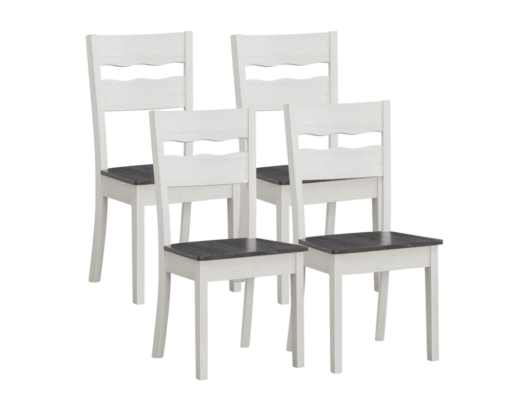 Wood Farmhouse Dining Chairs, Set of 4 Dining Room Chairs with Solid Rubber Wood Legs, Two Tone White/Brown (White/Brown, Set of 4)