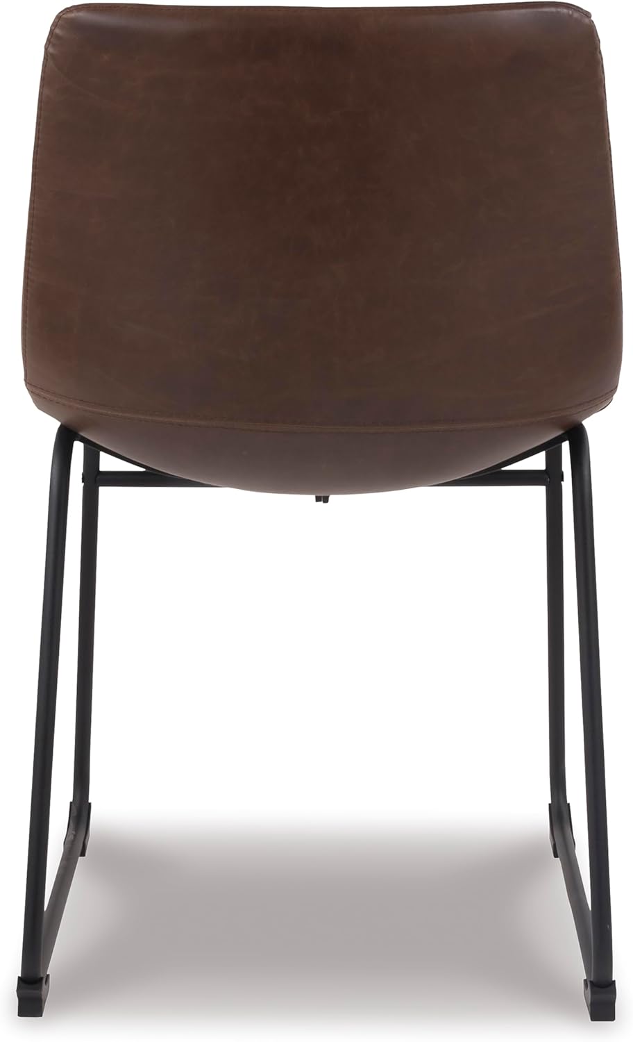 Set of 2 Mid Century Modern Dining Chair Set, Faux Leather Upholstered Bucket Seat with Black Metal Frame, Ergonomic Kitchen & Dining Room Chairs, Brown