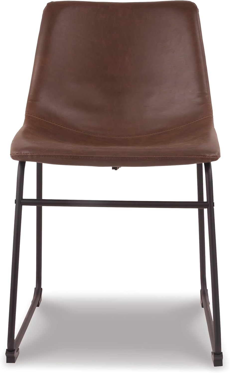 Set of 2 Mid Century Modern Dining Chair Set, Faux Leather Upholstered Bucket Seat with Black Metal Frame, Ergonomic Kitchen & Dining Room Chairs, Brown