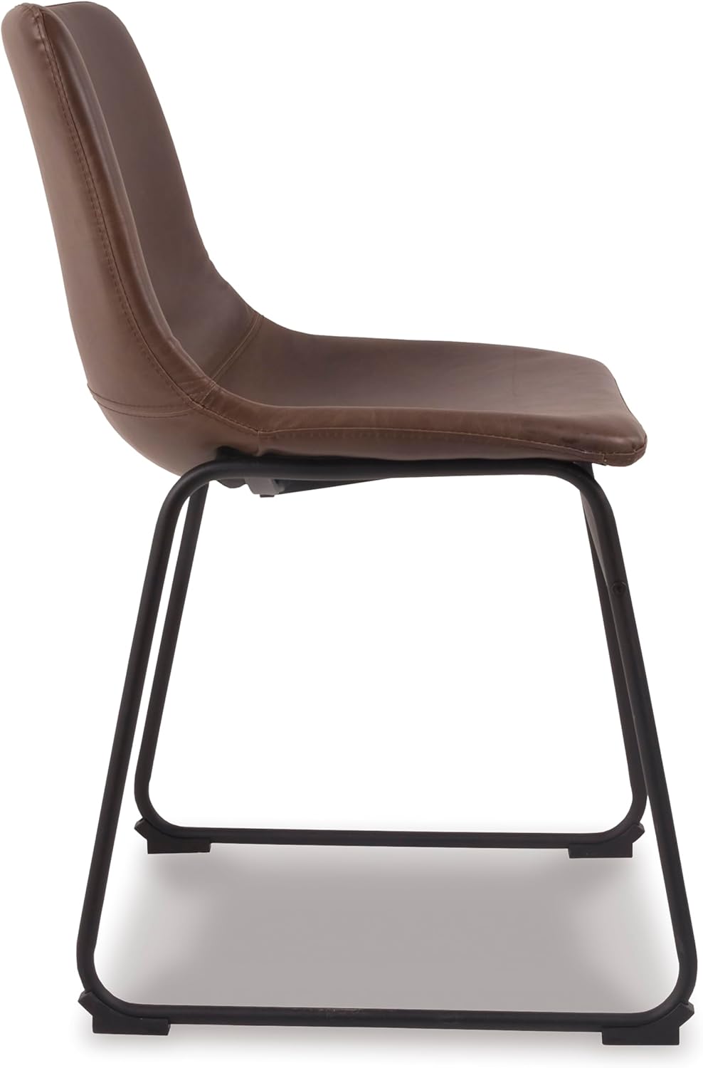 Set of 2 Mid Century Modern Dining Chair Set, Faux Leather Upholstered Bucket Seat with Black Metal Frame, Ergonomic Kitchen & Dining Room Chairs, Brown