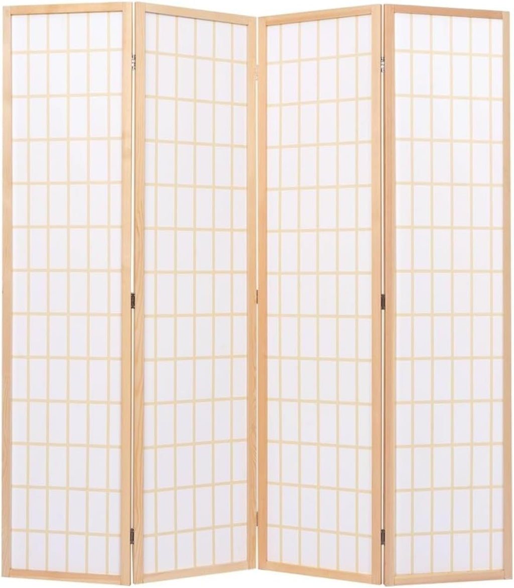 4 Panels Room Divider Privacy Screen Shoji Divider 6ft High Japanese Style Privacy Room Divider (Natural, 4 Panels)