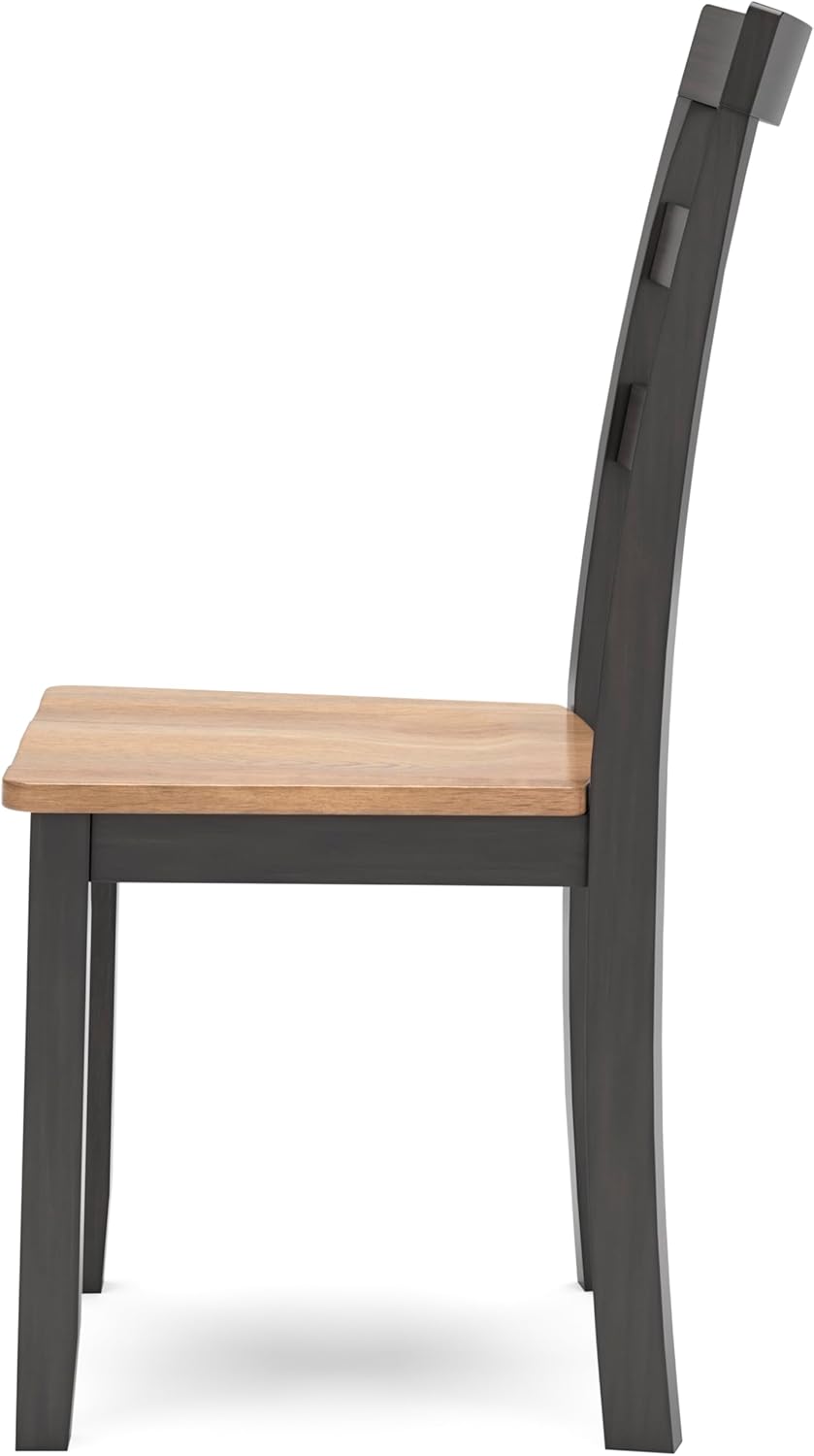 Set of 2 Dining Chairs with Solid Mango Wood Frame and Contoured Wood Veneer Seat, Two Tone (Natural/Brown)