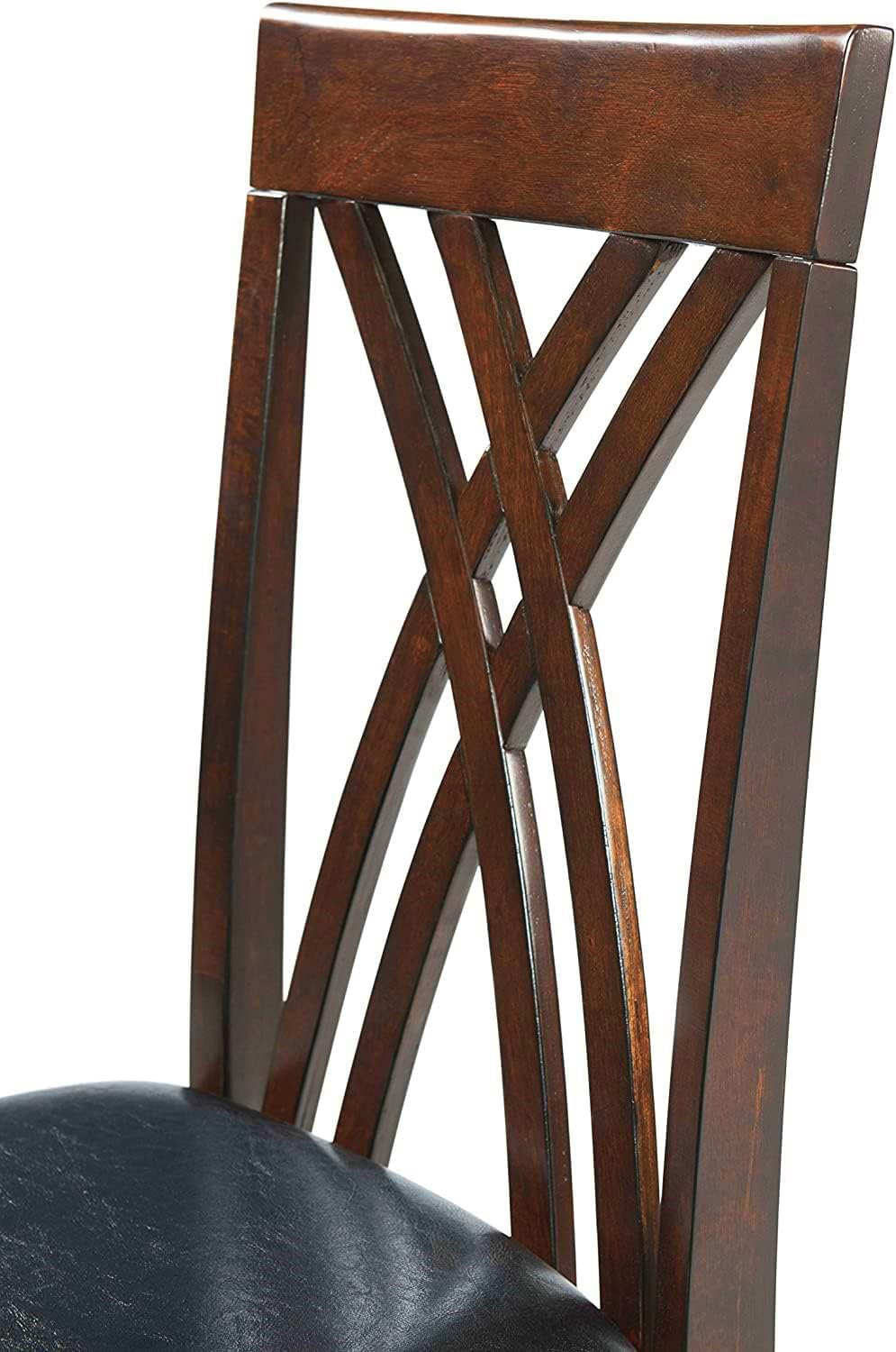 Dining Room Chair Set of 2 with Upholstered PU Seat and Wood Frame in Cherry/Brown