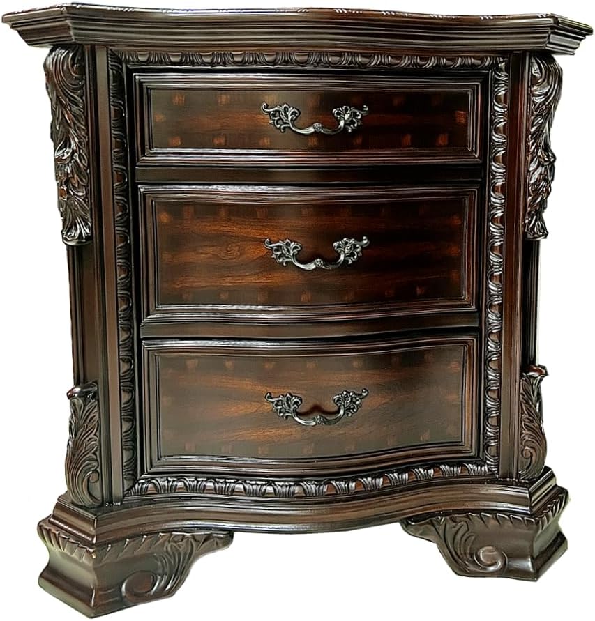 Traditional Style Antique Cherry Finish Solid Wood Nightstand (Nightstand)