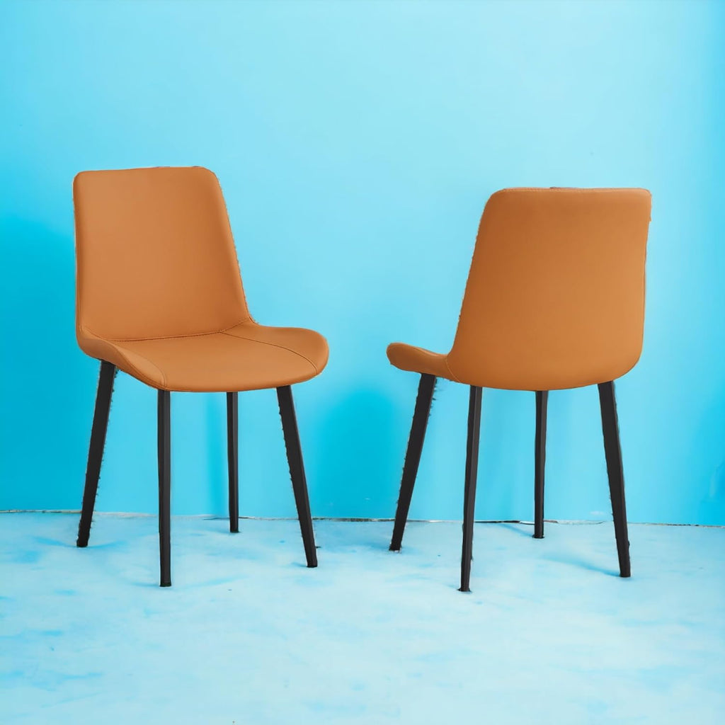 Dining Chairs Set of 4, Mid-Century Modern Dining Room Chairs with Premium Faux Leather (Set of 4, OrangeBlack)