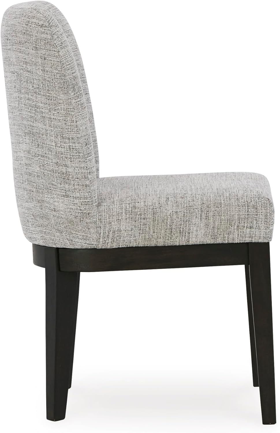 Set of 2 Contemporary Armless Dining Chairs, Dark Waxy Brown Oak Finish, Upholstered Tweed Fabric Seat & Back, Solid Wood Frame, Modern Casual Kitchen & Dining Room Side Chairs
