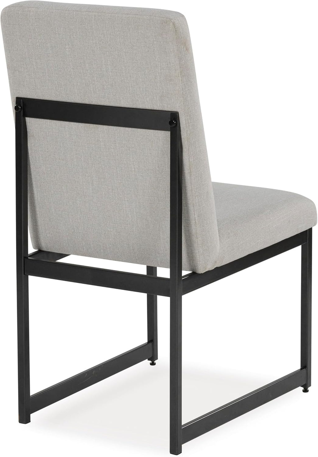 Set of 2 Upholstered Dining Chairs, Modern Urban Style Kitchen Chairs with Cushioned Seat & Back, Light Beige Fabric, Metal Frame with Gunmetal Gray Finish