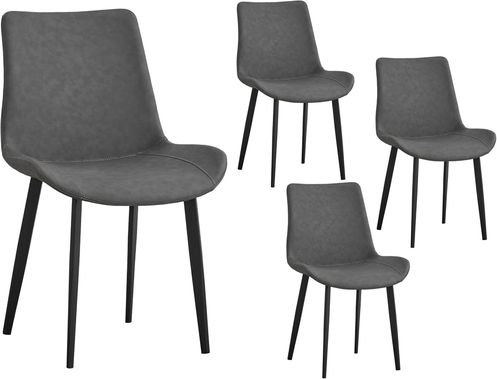 Dining Chairs Set of 4, Mid-Century Modern Dining Room Chairs with Premium Faux Leather (Set of 4, Grey)