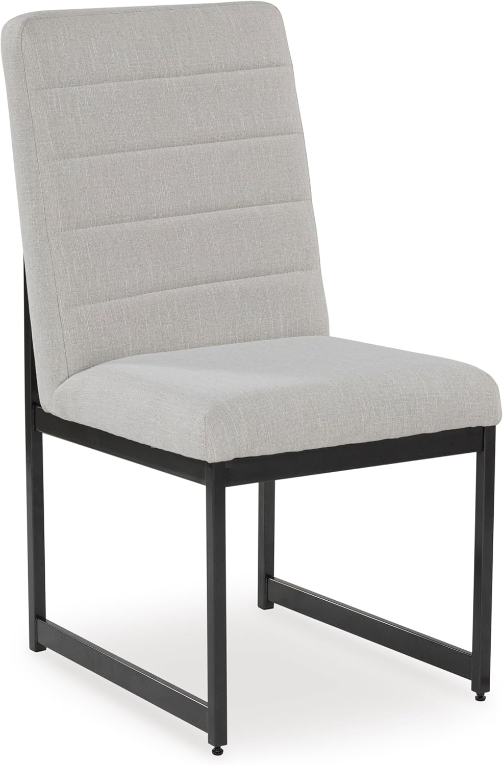 Set of 2 Upholstered Dining Chairs, Modern Urban Style Kitchen Chairs with Cushioned Seat & Back, Light Beige Fabric, Metal Frame with Gunmetal Gray Finish