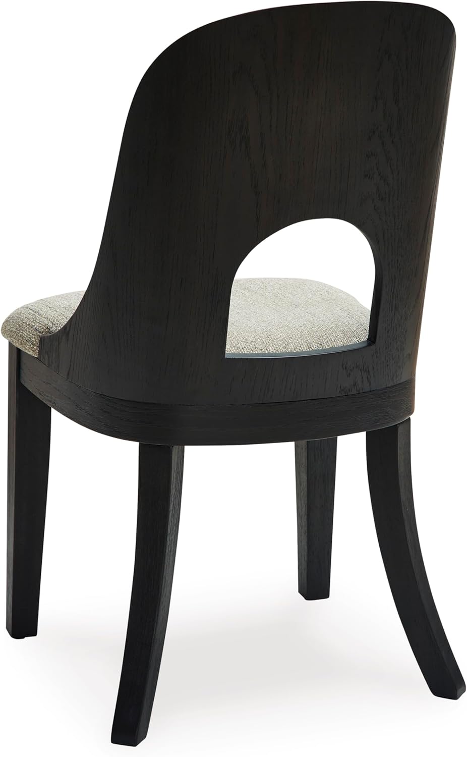 Set of 2 Contemporary Black Dining Chairs, Curved Bent Wood Back, Upholstered Herringbone Fabric Seat, Modern Art Deco Accent Side Chairs for Dining Room Kitchen Living Space