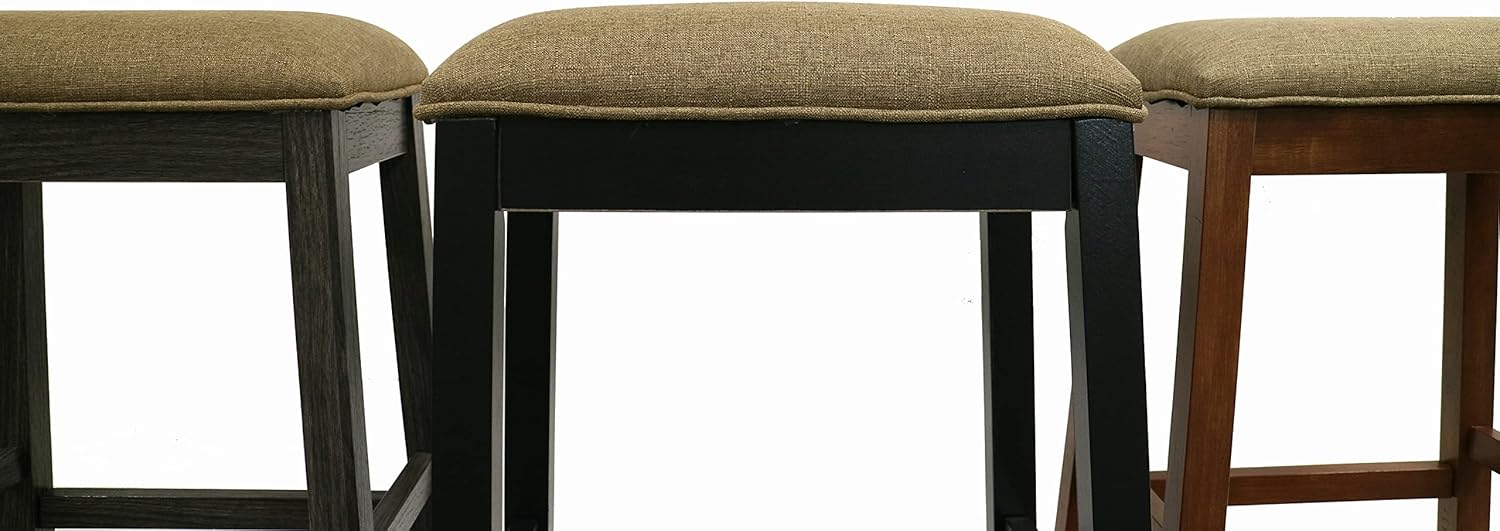 Backless Counter Stool Set of 2, Counter Height Stools 24 Inch Upholstered Bar Stools for Kitchen Counter (Black)