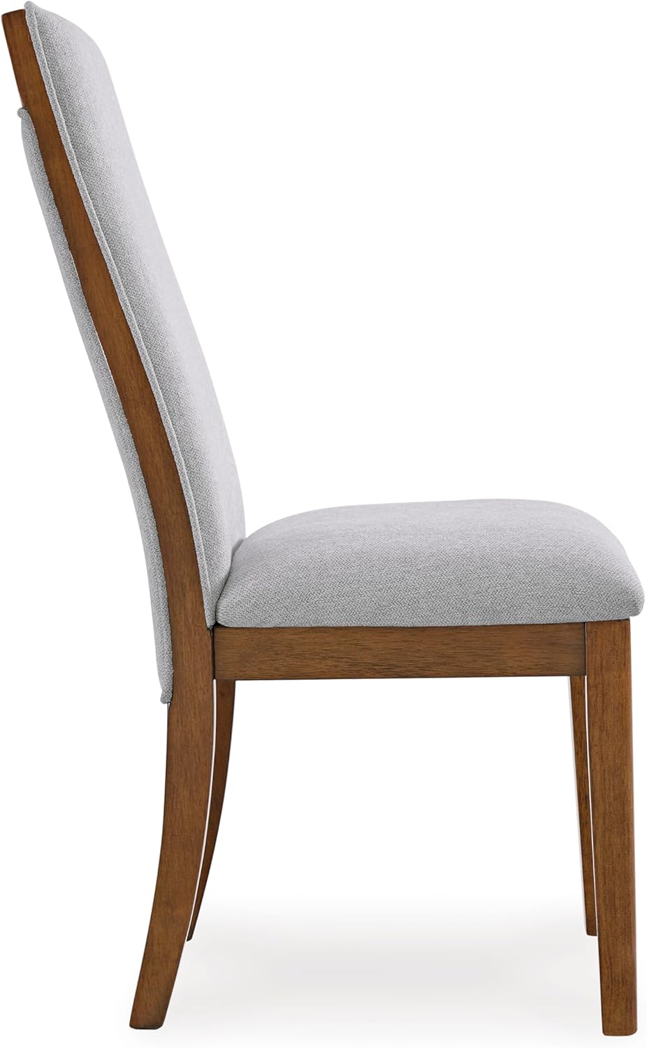 Set of 2 Mid-Century Modern Dining Chairs, Solid Wood Frame with Upholstered Seat & Cutout Back, Casual Contemporary Kitchen & Dining Room Chairs, Medium Brown Finish