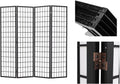 4 Panels Room Divider Privacy Screen Shoji Divider 6ft High Japanese Style Privacy Room Divider (Black, 4 Panels)