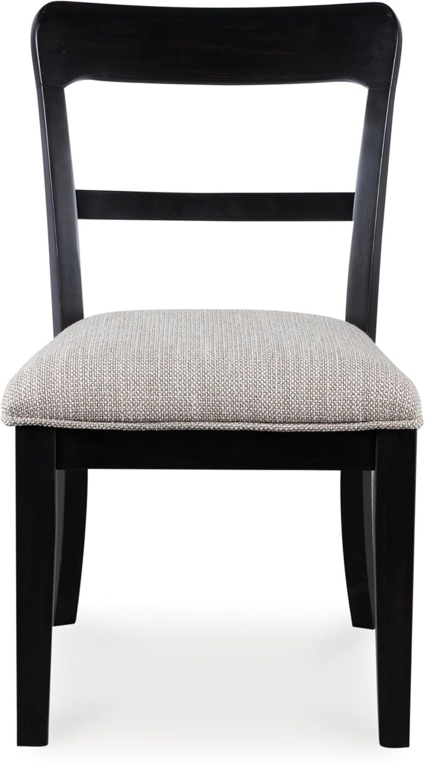 Set of 2 Traditional Farmhouse Dining Side Chairs, Solid Wood Frame, Black Finish, Upholstered Seat, Vintage Bistro Style Kitchen & Dining Chairs with Cushion