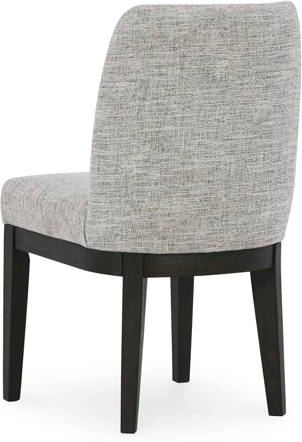 Set of 2 Contemporary Armless Dining Chairs, Dark Waxy Brown Oak Finish, Upholstered Tweed Fabric Seat & Back, Solid Wood Frame, Modern Casual Kitchen & Dining Room Side Chairs