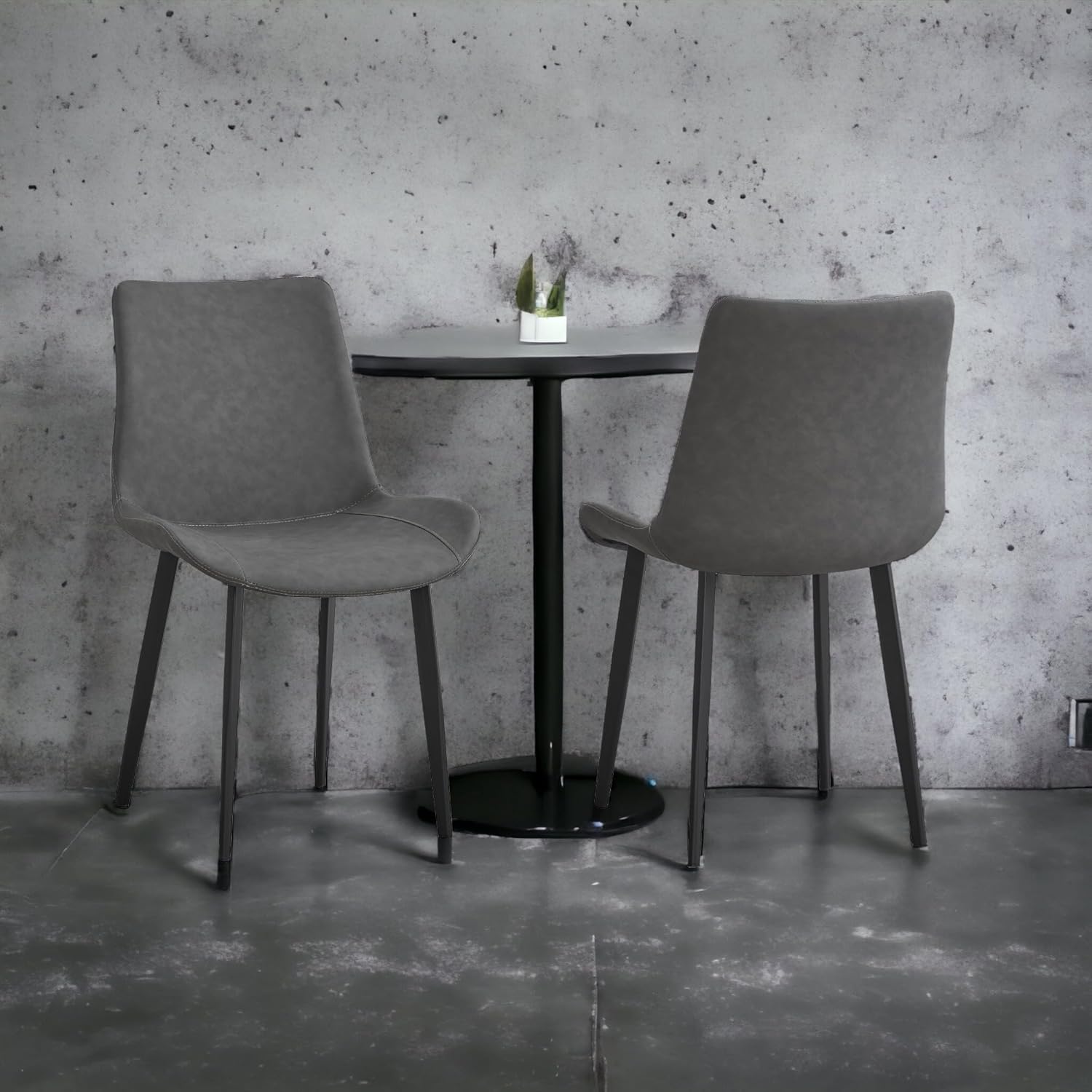 Dining Chairs Set of 4, Mid-Century Modern Dining Room Chairs with Premium Faux Leather (Set of 4, Grey)