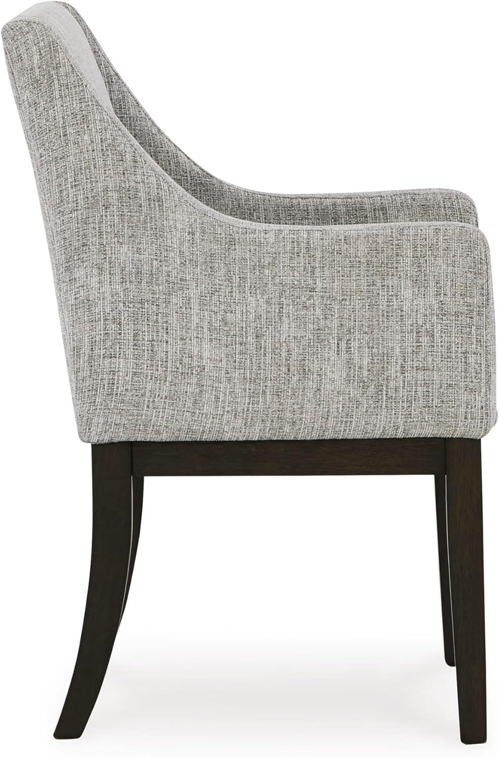 Set of 2 Contemporary Upholstered Dining Chairs with Slope Arms, Dark Brown Oak Finish Wood Frame, Tweed Fabric Cushion, Modern Host Side Chairs for Dining Room Kitchen Living Room