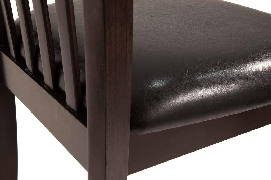 Set of 2 Contemporary Upholstered Dining Chairs, Dark Brown Wood Frame with Gray Undertones, Cushioned Seat, Modern Rake Back Side Chairs for Dining Room & Kitchen
