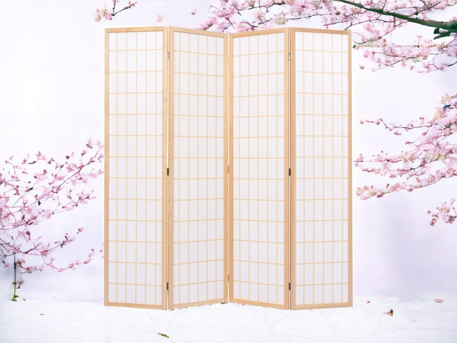 4 Panels Room Divider Privacy Screen Shoji Divider 6ft High Japanese Style Privacy Room Divider (Natural, 4 Panels)