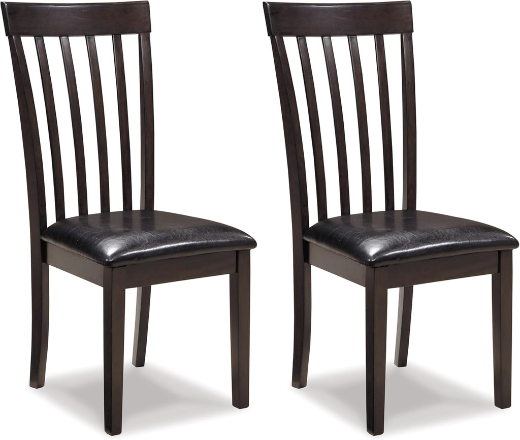 Set of 2 Contemporary Upholstered Dining Chairs, Dark Brown Wood Frame with Gray Undertones, Cushioned Seat, Modern Rake Back Side Chairs for Dining Room & Kitchen
