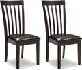 Set of 2 Contemporary Upholstered Dining Chairs, Dark Brown Wood Frame with Gray Undertones, Cushioned Seat, Modern Rake Back Side Chairs for Dining Room & Kitchen